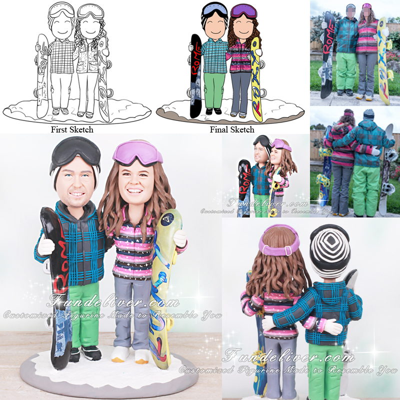 snowboarding wedding cake topper